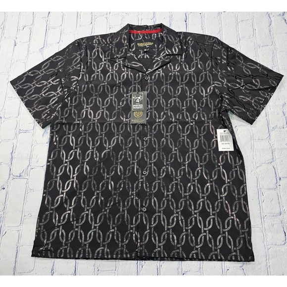 Baroque Gold Button Up Shirt Designer Style Black MENS SIZE MEDIUM - Picture 1 of 9